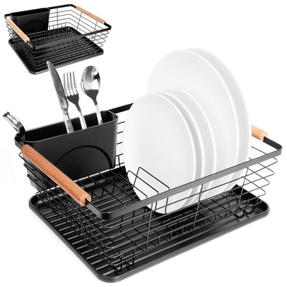 Suszarka na naczynia talerze sztućce czarna ociekacz do naczyń 38x30,5x15,5 cm