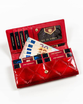 Duzy skorzany portfel damski na zatrzask