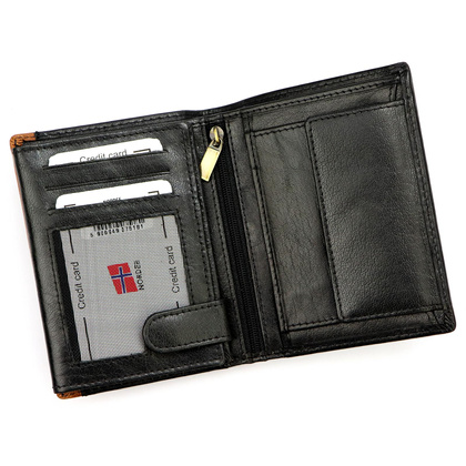 Skórzany składany pojemny męski portfel od Nordee REIN N4 czarny