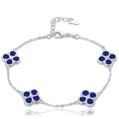 MINET Srebrna bransoletka koniczyna z lapisem