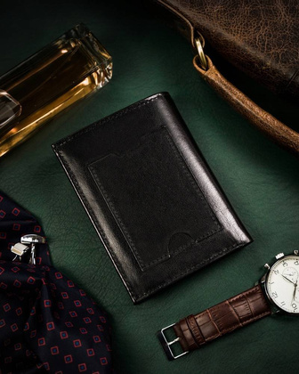 Duzy skorzany portfel meski bez zapiecia