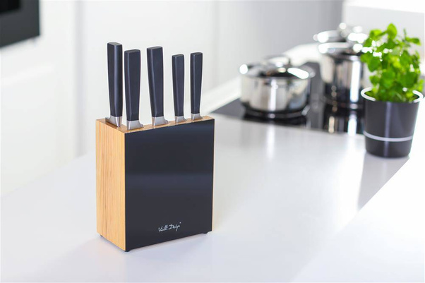 Zestaw 5 kutych noży w bloku FINO czarny