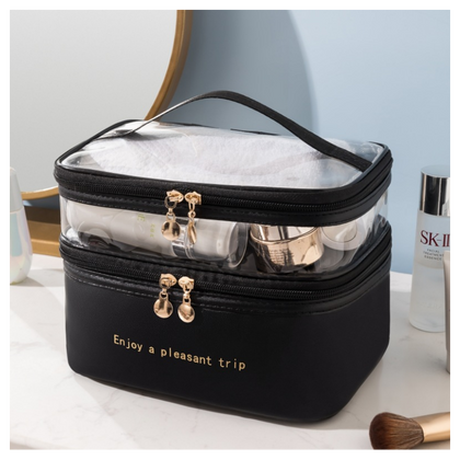 Kosmetyczka rozkładana 2 poziomowa 17x23x15cm różowa KS92WZ4