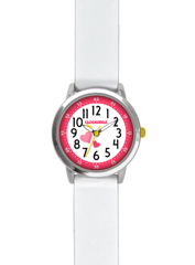 CLOCKODILE Zegarek dziewczęcy różowy z sercami i silikonowym paskiem