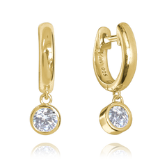 MINET Kolczyki srebrne pozłacane z białymi cyrkoniami