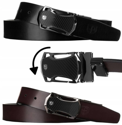 Zestaw prezentowy: skórzany pasek męski z wymienną klamrą na bolec