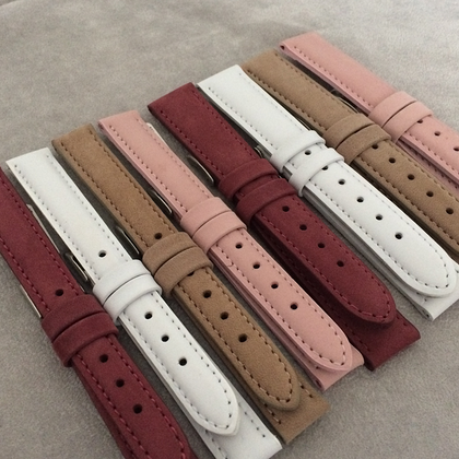 MINET Jasnobrązowy szyty skórzany pasek z miękkiego nubuku - 20