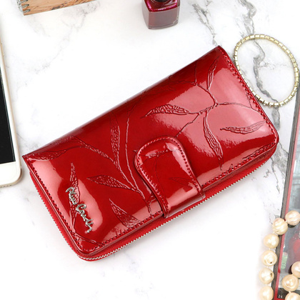 PIERRE CARDIN Skórzany portfel damski, czerwony