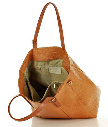 MARCO MAZZINI Elegancka torba skórzana sustainable leather bag brąz camel - min. zamówienie 20 / 50 / 100 szt.