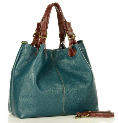 Torba skórzana klasyczny shopper bag - MARCO MAZZINI morski zielony - min. zamówienie 20 / 50 / 100 szt.