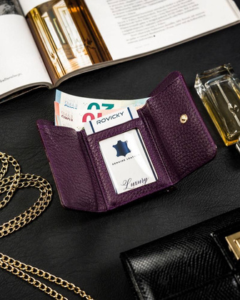 Lakierowany, skórzany portfel damski z systemem rfid