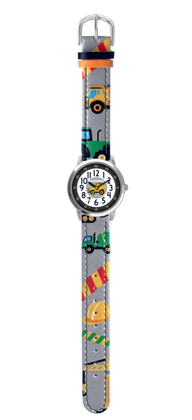 CLOCKODILE Szary chłopięcy zegarek dziecięcy KOPARKI