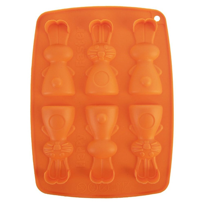Forma do ciastek i pralin silikonowa pomarańczowa zajączek