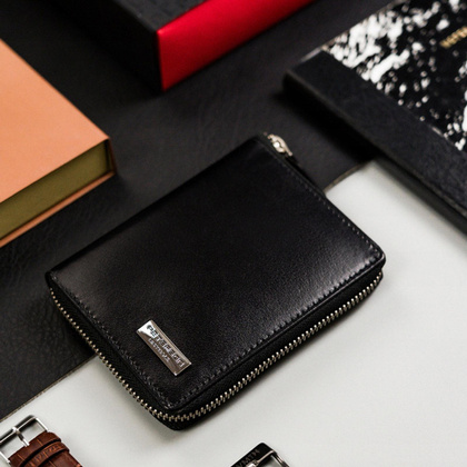 Skórzany męski portfel Peterson PTN 340-PR 2-1-1 Czarny