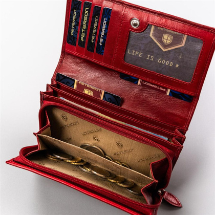 Duzy skorzany portfel damski na zatrzask