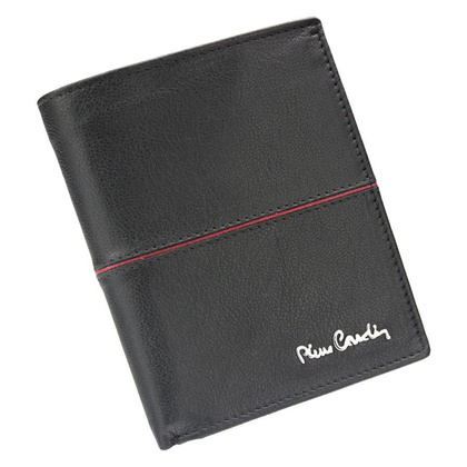 Portfel męski skórzany PIERRE CARDIN TILAK38 326 RFID Czarno Czerwony