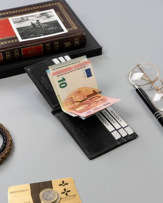 Skórzana banknotówka, portfel Rovicky Czarny