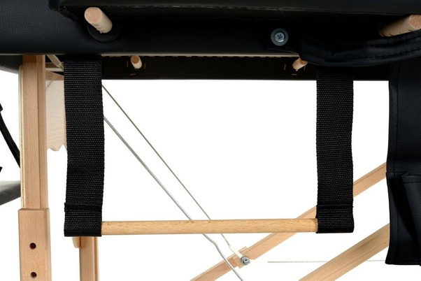 Stół, łóżko do masażu 2-segmentowe drewniane Czarne