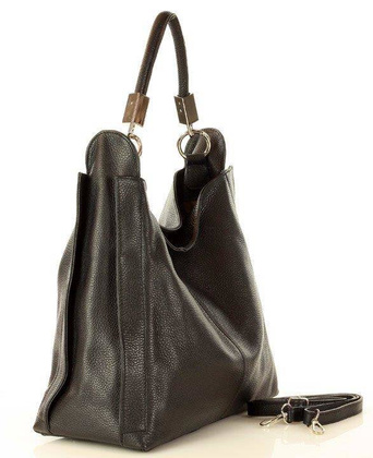 MARCO MAZZINI Miejska torebka skórzana vera pelle classico czarna - min. zamówienie 20 / 50 / 100 szt.