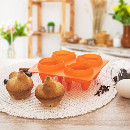 Forma do ciastek i pralin silikonowa pomarańczowa kurka