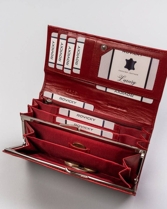 Duży skórzany portfel z systemem rfid protect