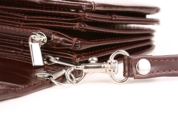 Portfel skórzany damski z rączką KEMER VOOC PPD1 Brązowy