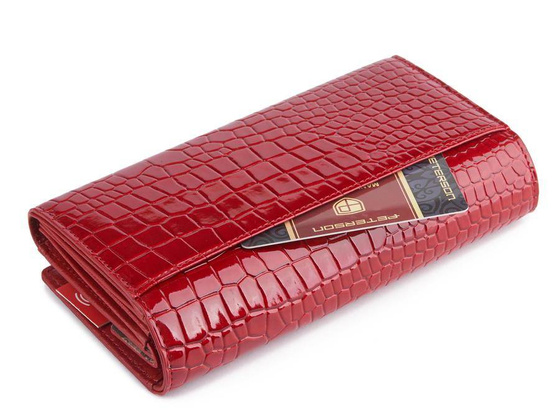 Portfel damski z motywem skóry krokodyla Peterson Czerwony