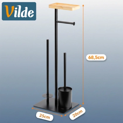 Stojak na papier toaletowy ze szczotką czarny 68,5 cm