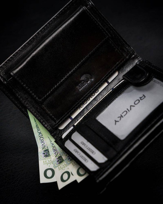 Duży, oryginalny portfel męski z naturalnej skóry licowej, rfid