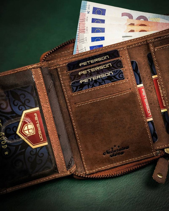 Duzy skorzany portfel meski na zamek