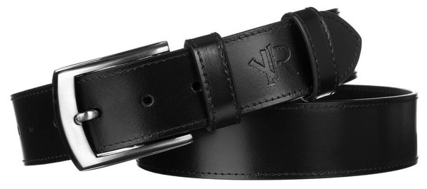 Szeroki skorzany pasek meski z metalowa klamra