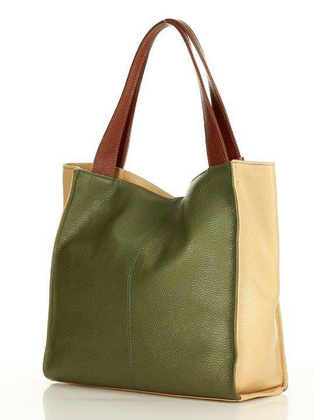 Modny skórzany shopper MAZZINI - Portofino Max multi moro zieleń militare - min. zamówienie 20 / 50 / 100 szt.