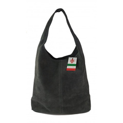 Zamszowy worek , Włoska skórzana torba xl a4  szary shopper bag W356G