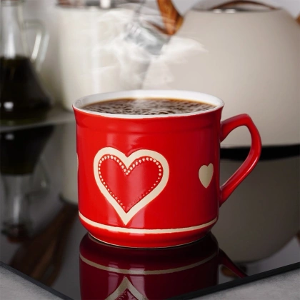 Kubek ceramiczny z uchem / garnuszek do podgrzewania serce 650 ml