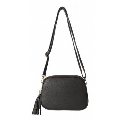 Listonoszka trzy komory frędzelek, złote okucia Vera Pelle Szara ,Grafit VP3KZG