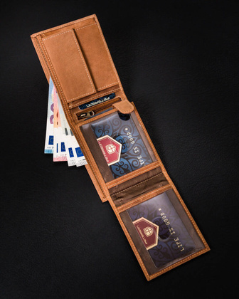 Klasyczny portfel meski z kieszonka na suwak