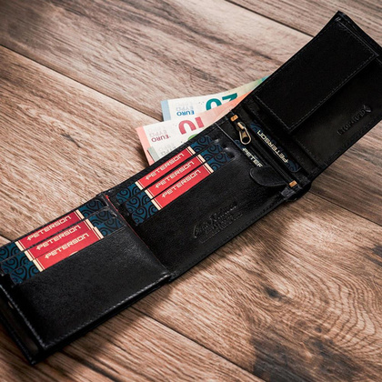 Skórzany portfel męski Peterson Czarny