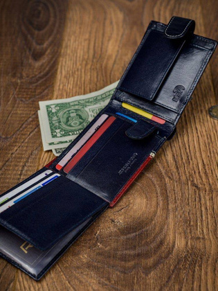 Poziomy portfel męski dwukolorowy, skóra naturalna hq