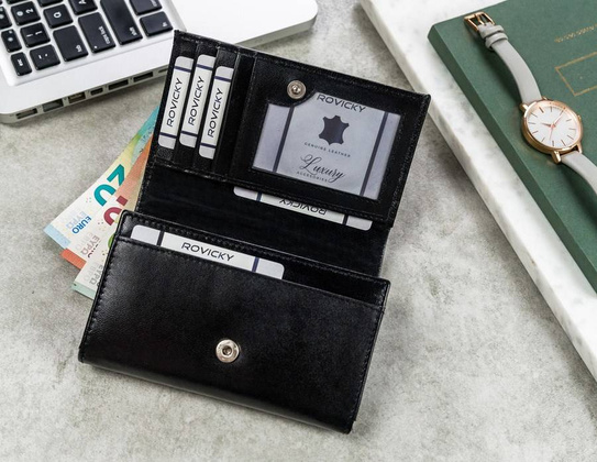 Duży portfel damski z bydlęcej skóry naturalnej