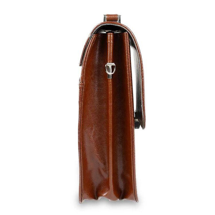 Skórzana aktówka teczka męska na dokumenty brązowa - Pavone Nero Como 2263 BR