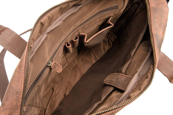 Torba skórzana męska na laptopa VOOC RDW5 brązowa