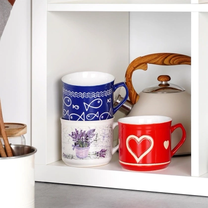 Kubek ceramiczny z uchem / garnuszek do podgrzewania serce 650 ml