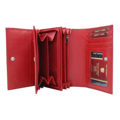 Portfel damski na zatrzask ze skóry naturalnej