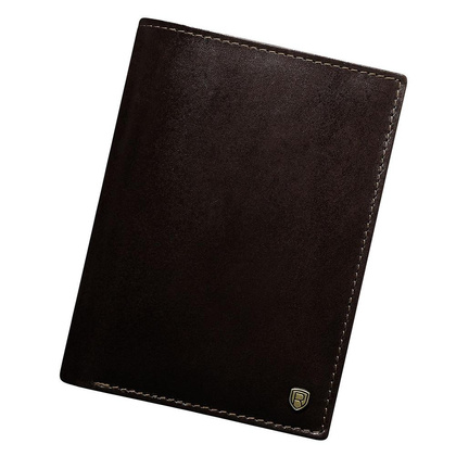 Pionowy, skórzany portfel męski bez zapięcia