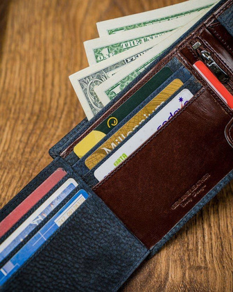 Piękny kolorowy portfel męski skórzany