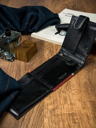 Poziomy portfel męski dwukolorowy ze skóry naturalnej hq