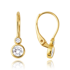 MINET Dziecięce złote kolczyki z białymi cyrkoniami Au 585/1000 1,65g