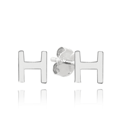 MINET Srebrne kolczyki litera "H"