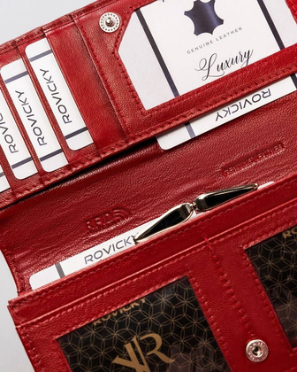 Duży skórzany portfel z systemem rfid protect