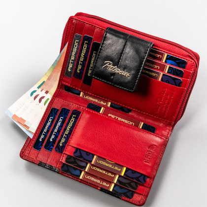 Skorzany portfel damski na zatrzask